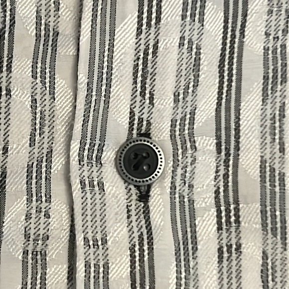 7 Downie Street Men’s Button Down Fun Pattern Circles sz9 White Grey Long Sleeve - Picture 9 of 13